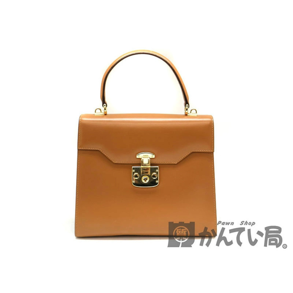 GUCCI Handbag Leather Bag Camel Brown Tone